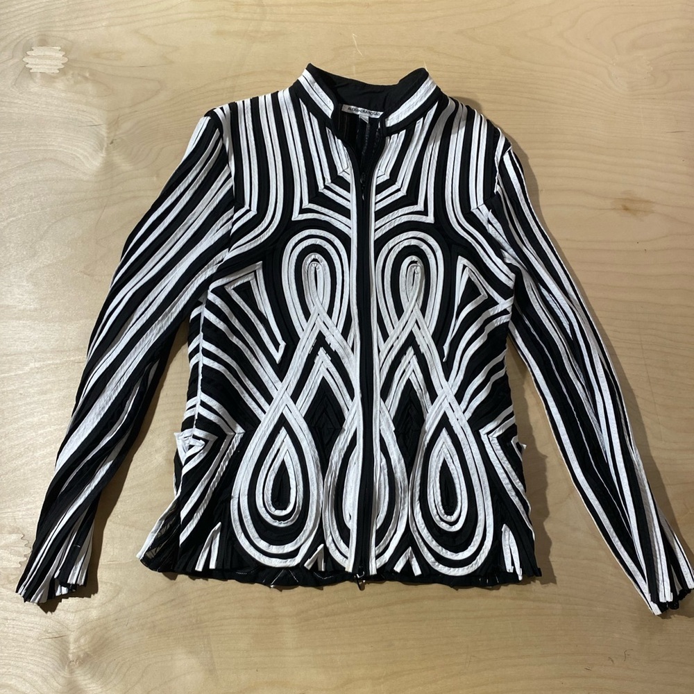 Alexandra Rosati Black and White Patterned Blazer 14 (OG)